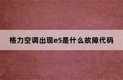 格力空调出现e5是什么故障代码