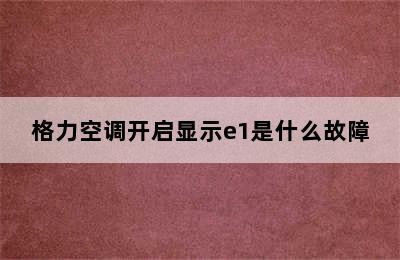 格力空调开启显示e1是什么故障