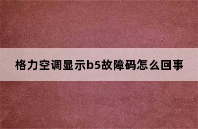 格力空调显示b5故障码怎么回事