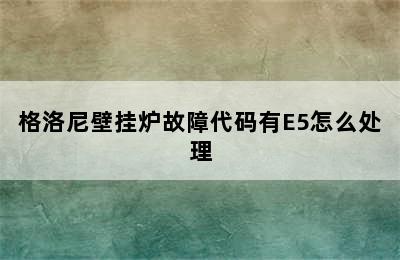 格洛尼壁挂炉故障代码有E5怎么处理