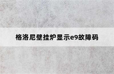 格洛尼壁挂炉显示e9故障码