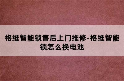 格维智能锁售后上门维修-格维智能锁怎么换电池