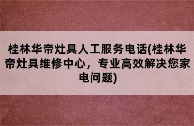 桂林华帝灶具人工服务电话(桂林华帝灶具维修中心，专业高效解决您家电问题)