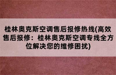 桂林奥克斯空调售后报修热线(高效售后报修：桂林奥克斯空调专线全方位解决您的维修困扰)