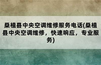 桑植县中央空调维修服务电话(桑植县中央空调维修，快速响应，专业服务)