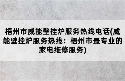 梧州市威能壁挂炉服务热线电话(威能壁挂炉服务热线：梧州市最专业的家电维修服务)