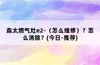 森太燃气灶e2-（怎么维修）？怎么消除？(今日-推荐)