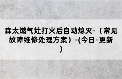 森太燃气灶打火后自动熄灭-（常见故障维修处理方案）-(今日-更新)