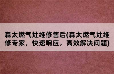 森太燃气灶维修售后(森太燃气灶维修专家，快速响应，高效解决问题)