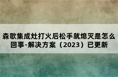 森歌集成灶打火后松手就熄灭是怎么回事-解决方案（2023）已更新