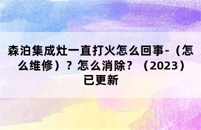 森泊集成灶一直打火怎么回事-（怎么维修）？怎么消除？（2023）已更新