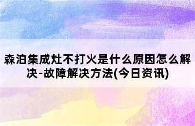 森泊集成灶不打火是什么原因怎么解决-故障解决方法(今日资讯)