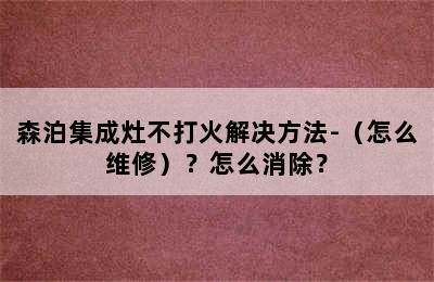 森泊集成灶不打火解决方法-（怎么维修）？怎么消除？