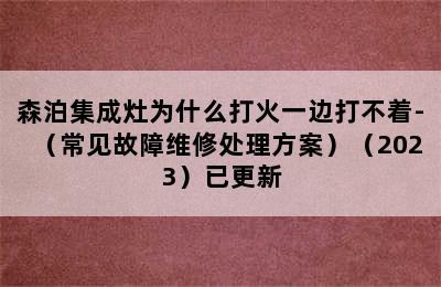 森泊集成灶为什么打火一边打不着-（常见故障维修处理方案）（2023）已更新