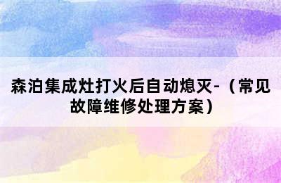 森泊集成灶打火后自动熄灭-（常见故障维修处理方案）