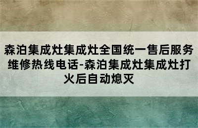 森泊集成灶集成灶全国统一售后服务维修热线电话-森泊集成灶集成灶打火后自动熄灭