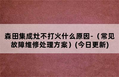 森田集成灶不打火什么原因-（常见故障维修处理方案）(今日更新)