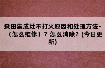 森田集成灶不打火原因和处理方法-（怎么维修）？怎么消除？(今日更新)