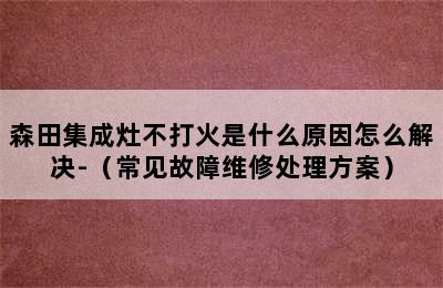 森田集成灶不打火是什么原因怎么解决-（常见故障维修处理方案）