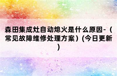 森田集成灶自动熄火是什么原因-（常见故障维修处理方案）(今日更新)