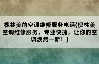 槐林美的空调维修服务电话(槐林美空调维修服务，专业快捷，让你的空调焕然一新！)