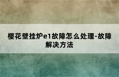 樱花壁挂炉e1故障怎么处理-故障解决方法