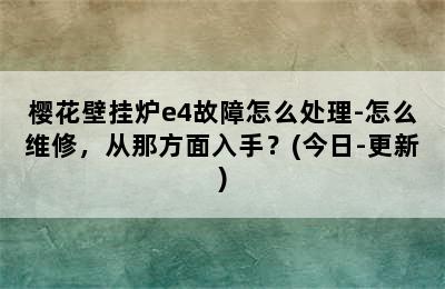 樱花壁挂炉e4故障怎么处理-怎么维修，从那方面入手？(今日-更新)