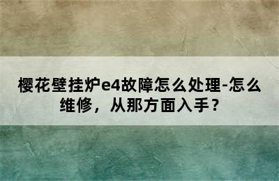 樱花壁挂炉e4故障怎么处理-怎么维修，从那方面入手？