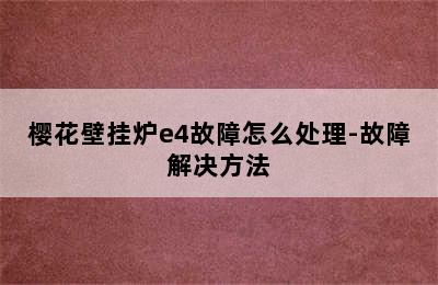 樱花壁挂炉e4故障怎么处理-故障解决方法