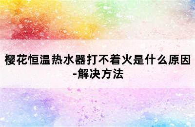 樱花恒温热水器打不着火是什么原因-解决方法