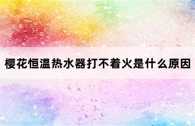 樱花恒温热水器打不着火是什么原因