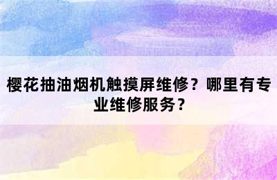 樱花抽油烟机触摸屏维修？哪里有专业维修服务？