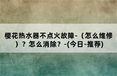 樱花热水器不点火故障-（怎么维修）？怎么消除？-(今日-推荐)