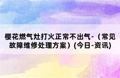 樱花燃气灶打火正常不出气-（常见故障维修处理方案）(今日-资讯)