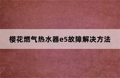 樱花燃气热水器e5故障解决方法