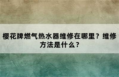 樱花牌燃气热水器维修在哪里？维修方法是什么？