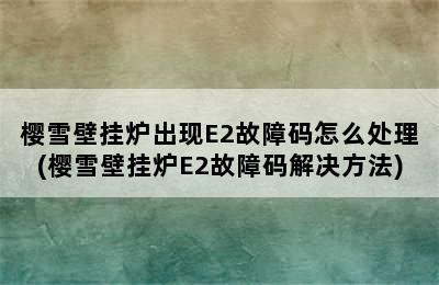 樱雪壁挂炉出现E2故障码怎么处理(樱雪壁挂炉E2故障码解决方法)