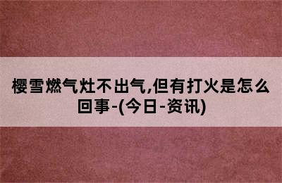 樱雪燃气灶不出气,但有打火是怎么回事-(今日-资讯)