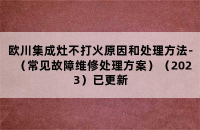 欧川集成灶不打火原因和处理方法-（常见故障维修处理方案）（2023）已更新