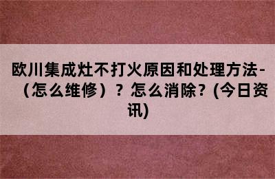 欧川集成灶不打火原因和处理方法-（怎么维修）？怎么消除？(今日资讯)