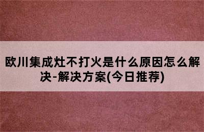 欧川集成灶不打火是什么原因怎么解决-解决方案(今日推荐)