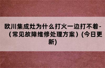 欧川集成灶为什么打火一边打不着-（常见故障维修处理方案）(今日更新)