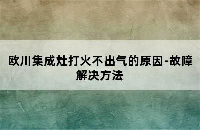 欧川集成灶打火不出气的原因-故障解决方法