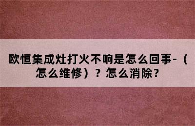 欧恒集成灶打火不响是怎么回事-（怎么维修）？怎么消除？