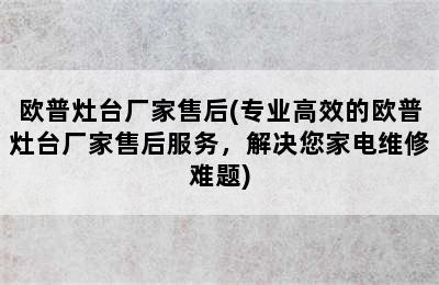 欧普灶台厂家售后(专业高效的欧普灶台厂家售后服务，解决您家电维修难题)