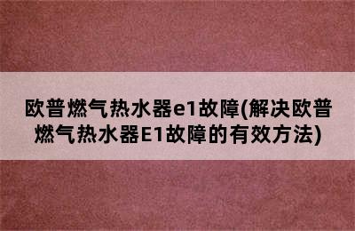 欧普燃气热水器e1故障(解决欧普燃气热水器E1故障的有效方法)