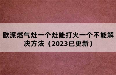 欧派燃气灶一个灶能打火一个不能解决方法（2023已更新）