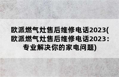 欧派燃气灶售后维修电话2023(欧派燃气灶售后维修电话2023：专业解决你的家电问题)