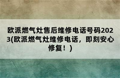 欧派燃气灶售后维修电话号码2023(欧派燃气灶维修电话，即刻安心修复！)