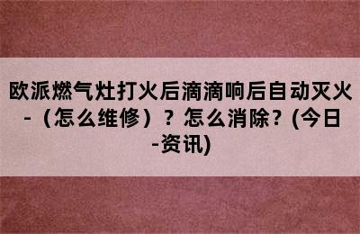 欧派燃气灶打火后滴滴响后自动灭火-（怎么维修）？怎么消除？(今日-资讯)